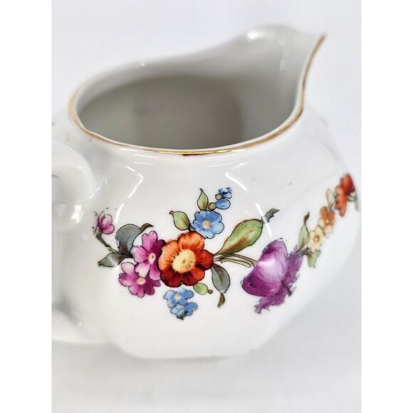 Z.S & Co. Bavaria White Porcelain Creamer Floral Gold Trim - Picture 8 of 8